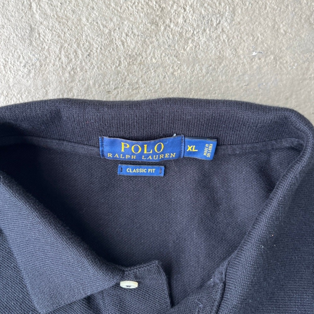 Polo Ralph Lauren Mens XL Black White Sash Big Pony Crest Classic Fit Polo Shirt - Picture 2 of 6